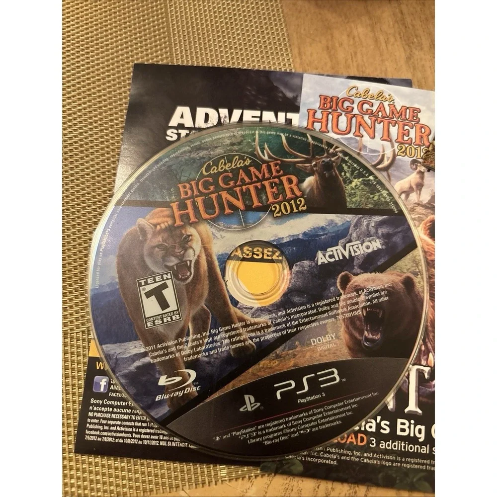 Cabela's Big Game Hunter 2012 (Sony PlayStation 3) PS3 Game CIB Manual